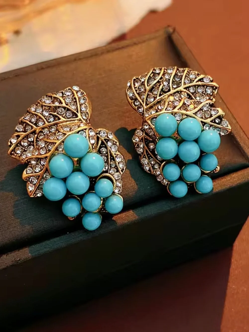 Vintage Turquoise Grape Cluster Earrings